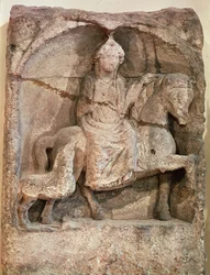 Relief darstellend Epona, gallische Göttin und Beschützerin der Pferde, Reiter und Reisenden, aus Mellicey, Saone-et-Loire, ca. 50 v. Chr.-400 n. Chr.